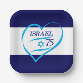 Happy Israel Independence Day Jubileum 75 Papieren Bordje
