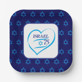 Happy Israel Independence Day Jubileum 75 Papieren Bordje