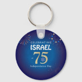 Happy Israel Independence Day Jubileum 75 Sleutelhanger (Voorkant)