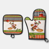 Happy Italian Pizza Baker Ovenwant & Pannenlap Set (Voorkant)