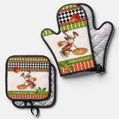 Happy Italian Pizza Baker Ovenwant & Pannenlap Set (Voorkant / Achterkant)