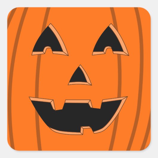 Happy Jack O lantaarn gezicht Cartoon Vierkante Sticker (Voorkant)