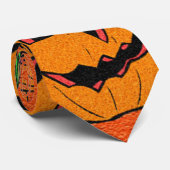 Happy Jack o Lantern Cartoon Pattern Stropdas (Opgerold)