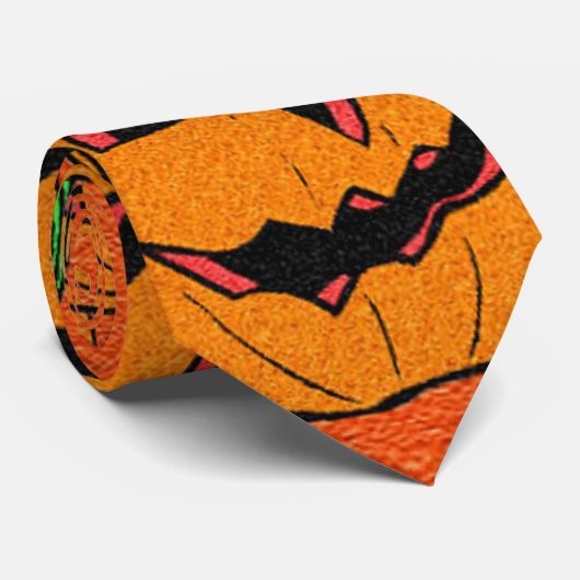 Happy Jack o Lantern Cartoon Pattern Stropdas (Opgerold)