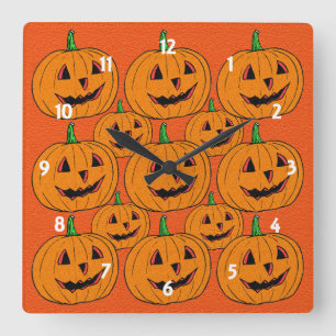 Happy Jack o Lantern Cartoon Pattern Vierkante Klok