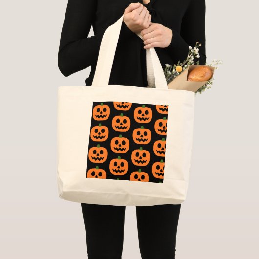 Happy Jack-O-Lantern Grote Tote Bag (Voorkant (product))