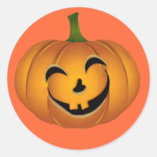 Happy  Jack 'o Lantern - Halloween Pumpkin Ronde Sticker (Voorkant)