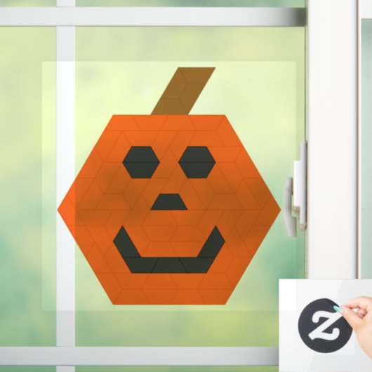 Happy Jack-o-Lantern trapezoïde Tegel Raamsticker (Huis)