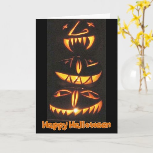 Happy Jack o'Lantern Faces Kaart (Gele Bloem)