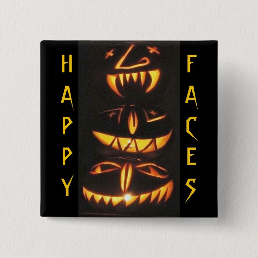 Happy Jack o'Lantern Faces Vierkante Button 5,1 Cm (Voorkant)