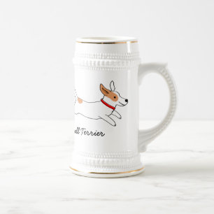 Happy Jack Russell Terrier Cartoon Dog aan het ren Bierpul