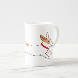 Happy Jack Russell Terrier Cartoon Dog aan het ren Porselein Kop