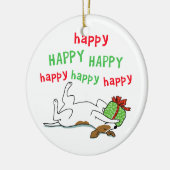 Happy Jack Russell Terrier-kersthond Keramisch Ornament (Links)