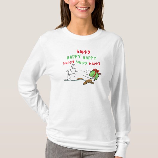 Happy Jack Russell Terrier-kersthond T-shirt (Voorkant)