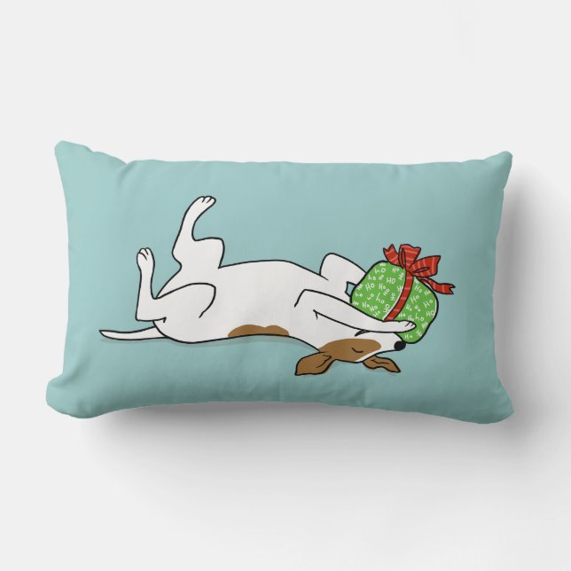 Happy Jack Russell Terrier met kerstcadeau Kussen (Voorkant)