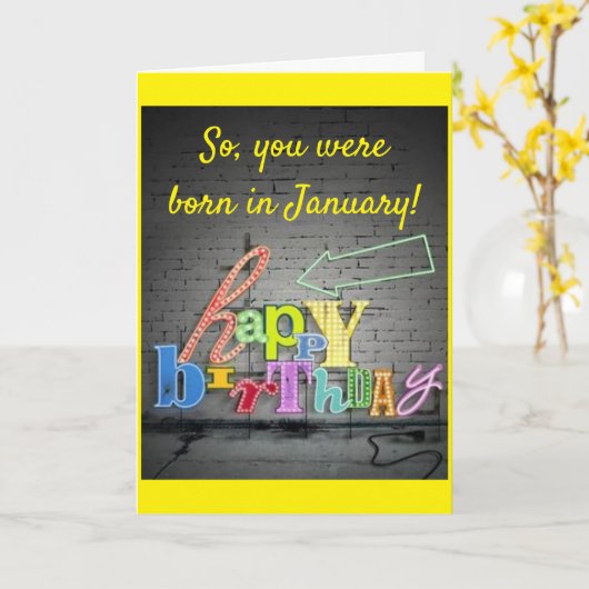 HAPPY ***JANUARI *** ZELDDAAG VOOR U! KAART (Gele Bloem)