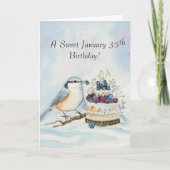 Happy January 35th Birthday Nuthatch Bird Kaart (Voorkant)