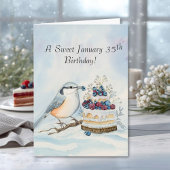 Happy January 35th Birthday Nuthatch Bird Kaart