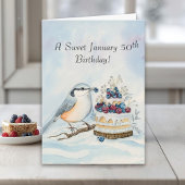 Happy January 50th Birthday Nuthatch Bird Kaart