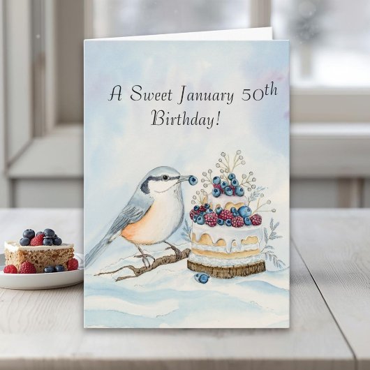 Happy January 50th Birthday Nuthatch Bird Kaart