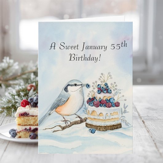 Happy January 55th Birthday Nuthatch Bird Kaart