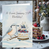 Happy January 75th Birthday Nuthatch Bird Kaart
