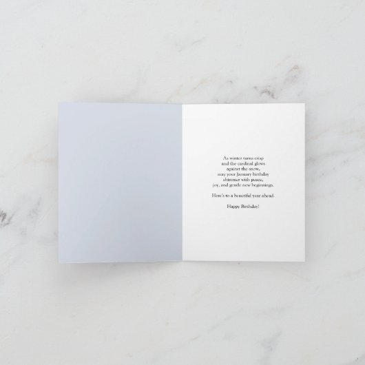 Happy January Birthday Cardinal with Birthday Cake Kaart (Binnen)