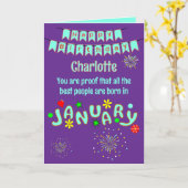 Happy January Birthday Folded Greeting Card Kaart (Gele Bloem)