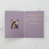 Happy January Birthday Violet Flowers Art Nouveau Kaart (Binnen)