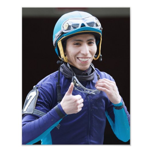 Happy jockey Luis Cardenas Print Foto Afdruk (Voorkant)