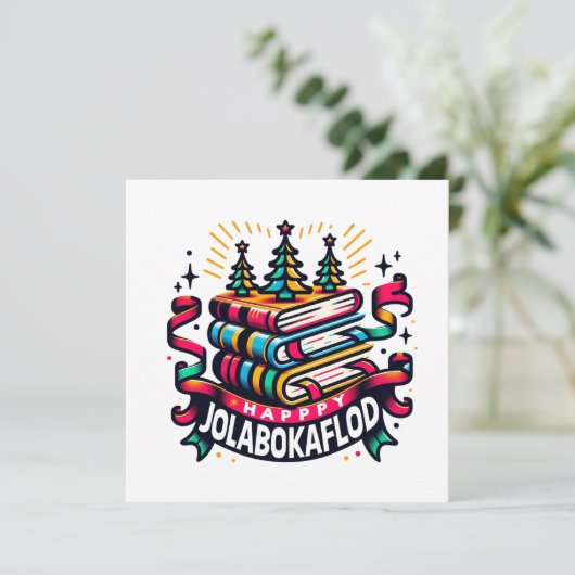 Happy Jolabokaflod Feestdagenkaart (Staand voorkant)
