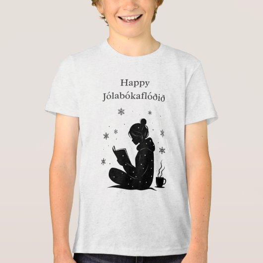 Happy Jolabokaflod – Icelandic Book Flood Gift Tri-Blend Shirt (Voorkant)