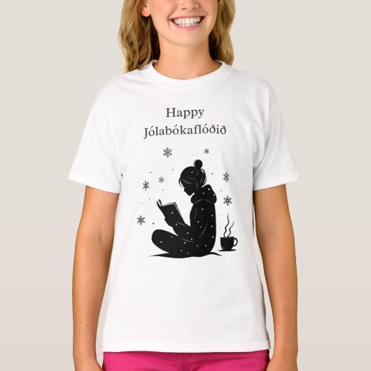 Happy Jolabokaflod – IJslands boek Flood Gift T-shirt (Voorkant)