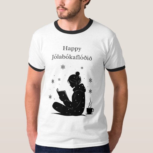 Happy Jolabokaflod – IJslands boek Flood Gift T-shirt (Voorkant)