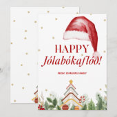 Happy Jolabokaflod IJslands Boek Schattige Kerstmi Feestdagenkaart (Voorkant / Achterkant)