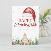 Happy Jolabokaflod IJslands Boek Schattige Kerstmi Feestdagenkaart (Staand voorkant)