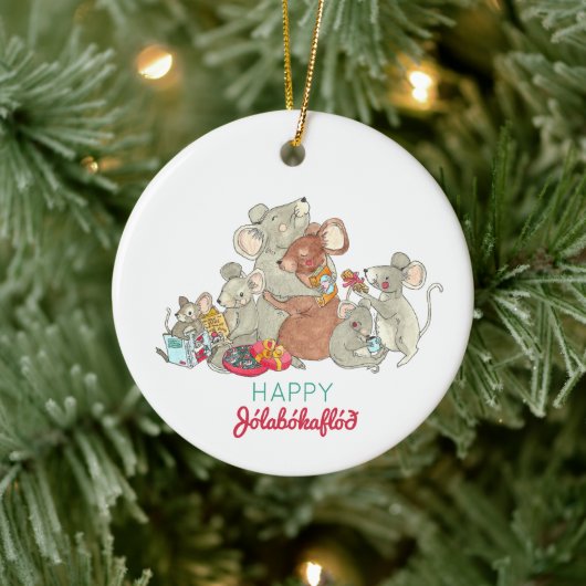 Happy Jolabokaflod met kerstmis Keramisch Ornament (Boom)