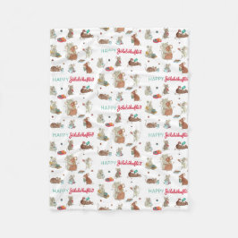 Happy Jolabokaflod Muis Familie Cozy Holiday Fleece Deken