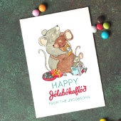 Happy Jolabokaflod Muis Familie Feestdagenkaart