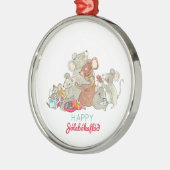 Happy Jolabokaflod-muis kerstkeramiek Metalen Ornament (Links)