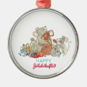 Happy Jolabokaflod-muis kerstkeramiek Metalen Ornament (Voorkant)