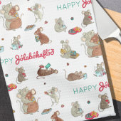 Happy Jolabokaflod Muouse Family Holiday Theedoek