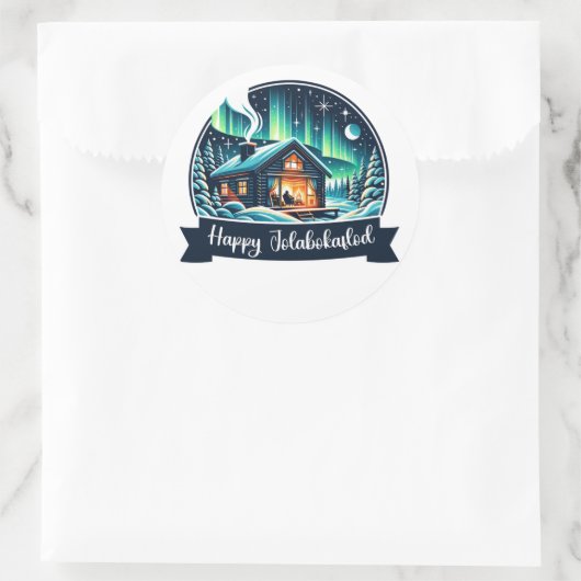 Happy Jolabokaflod Ronde Sticker (Tas)