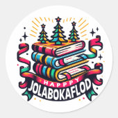 Happy Jolabokaflod Ronde Sticker (Voorkant)