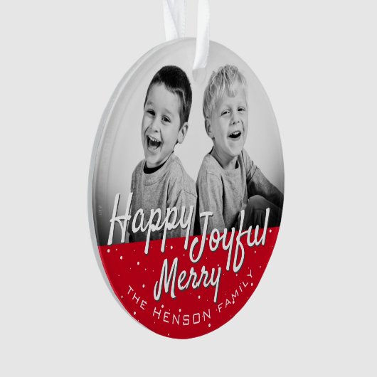 Happy Jolly-script voor kerstmis Ornament (voorkant)