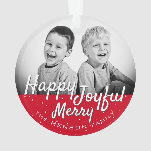 Happy Jolly-script voor kerstmis Ornament (achterkant)
