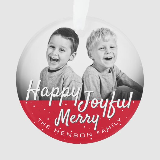  Happy Jolly-script voor kerstmis Ornament (voorkant)