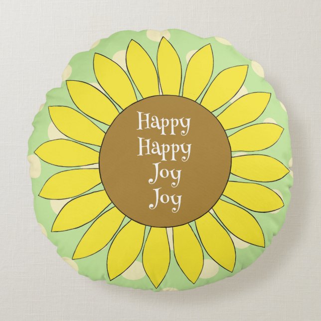 Happy Joy Joy Polka dot rond kussen (Voorkant)