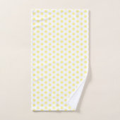 Happy Joyful Cheerful Yellow Polkadots op wit Bad Handdoek (Handdoek)
