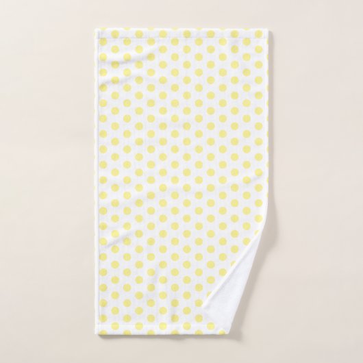 Happy Joyful Cheerful Yellow Polkadots op wit Bad Handdoek (Handdoek)